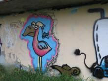 Flamingo-Genie Under-The-Overpass-Graffiti!